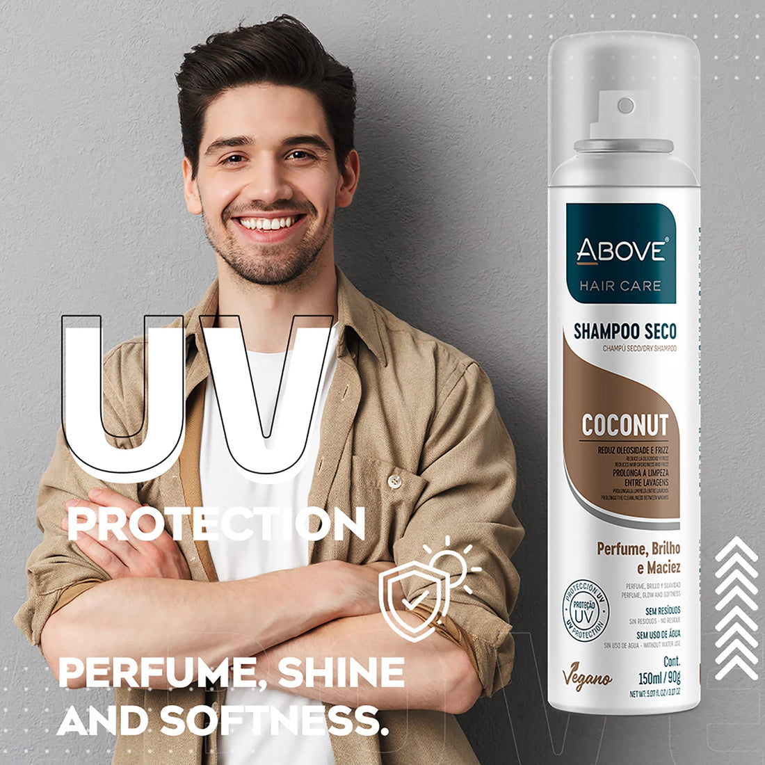 ABOVE Dry Shampoo, Coconut, 3.17 oz - Volumizing Shampoo - Absorbs Excess Oil - With Vanilla and Coconut Notes - Paraben and Benzene Free