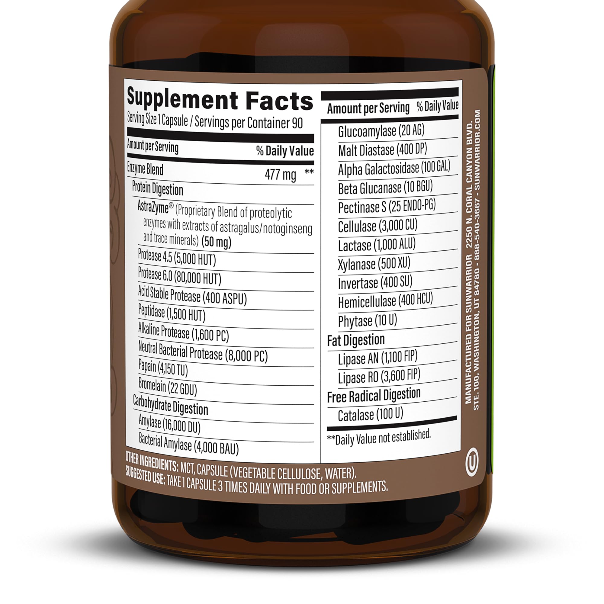 Sunwarrior Digestive Enzymes Probiotic | Plant Based & Vegan with Spore Based Probiotic Essential Supplements to Support Optimal Health for Men & Women Digestive Enzyme Supplements | Enzorb