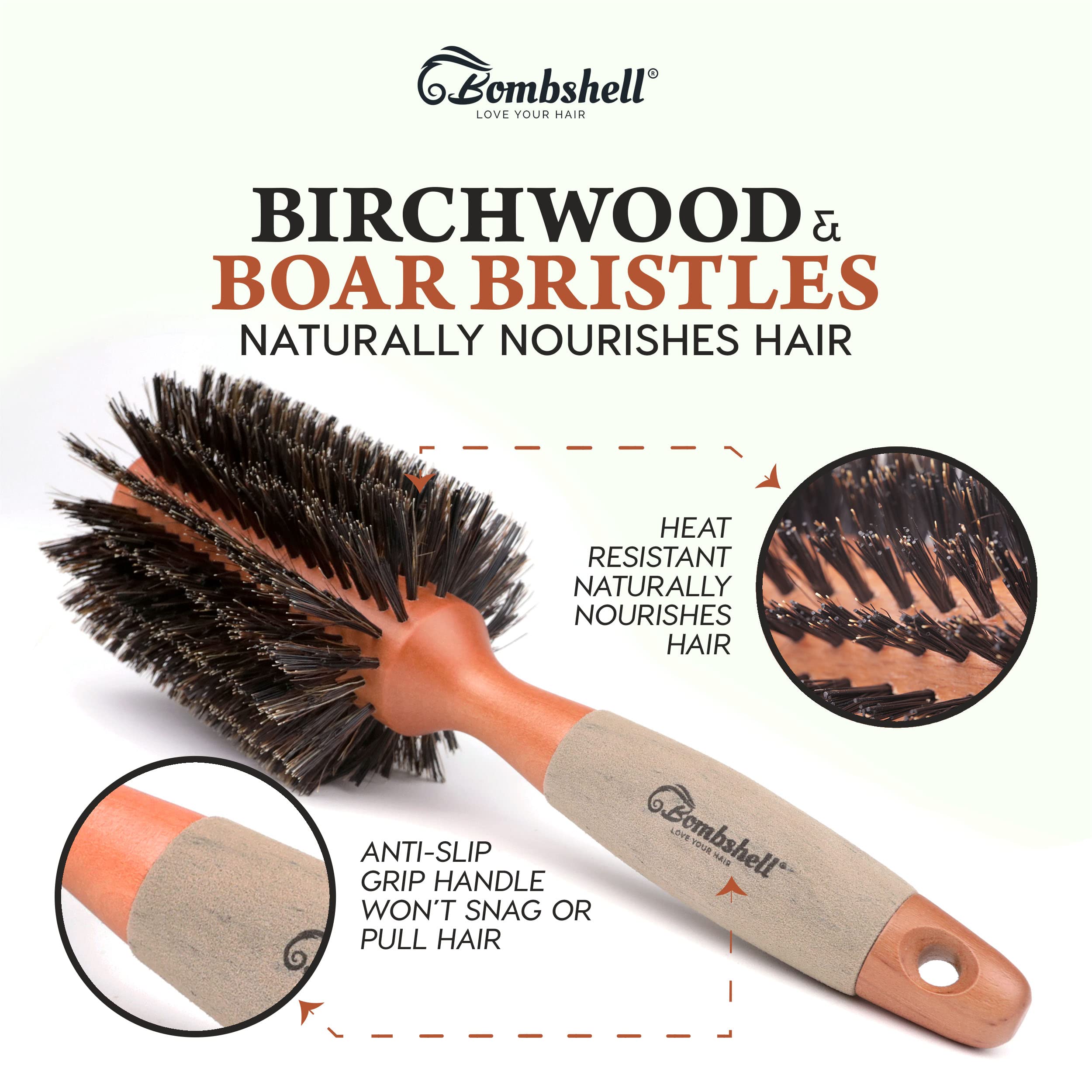 bombshell blowout Hair Brush Classic Round Sustainable Wood (3 inch)