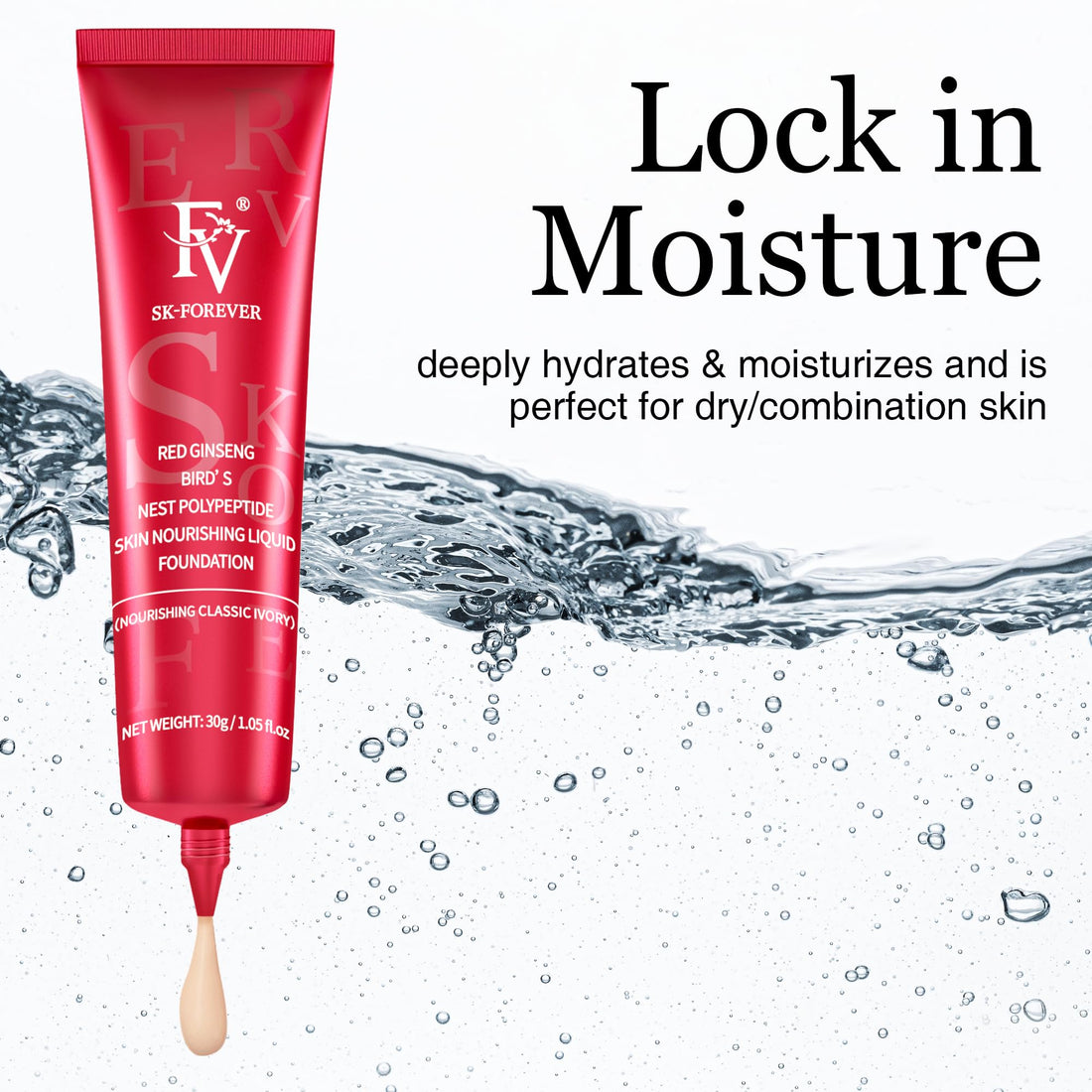FV Dewy Foundation, Hydrating Formula & Medium Coverage, Waterproof, Long Lasting, Lightweight Liquid Foundation, Ideal For Dry/Combination Skin, 30g, Nourishing Toffee