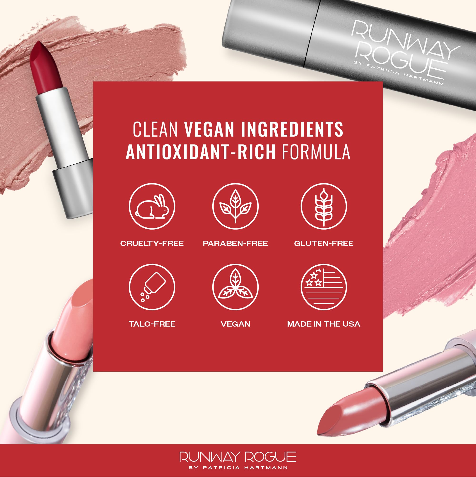 Runway Rogue 90s Vibe Lipstick, Moisturizing Matte Pale-Rose Lipstick, ‘Patricia’