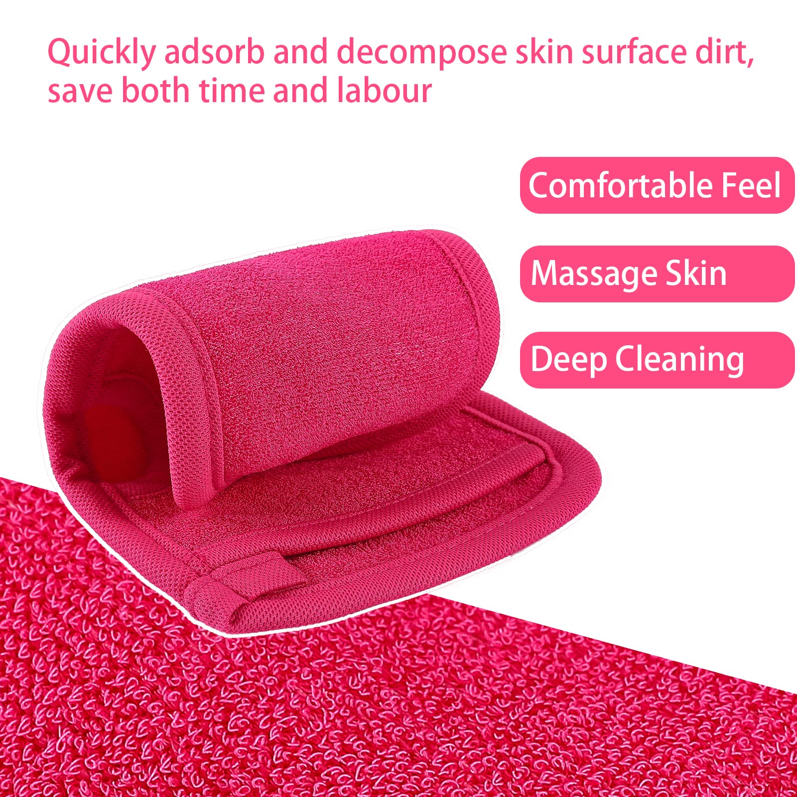Exfoliating Body Scrub,Exfoliating Glove for Body Scrub,Shower Body Scrubber Gloves,Exfoliating Body & Face Dead Skin Remove,Exfoliating Body Scrubber for Men Women. Rose Red