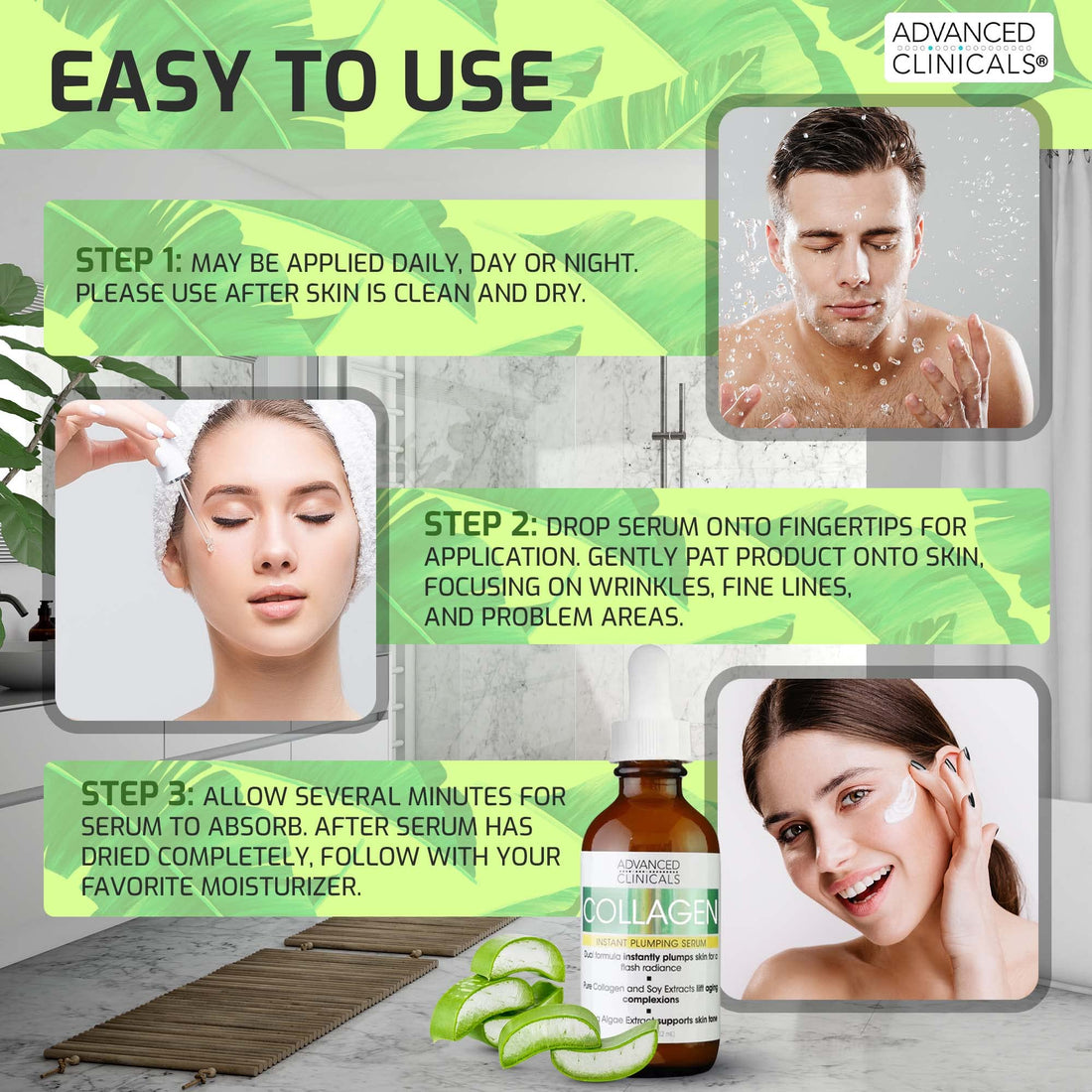Advanced Clinicals Collagen Instant Plumping Serum For Fine Lines And Wrinkles. 1.75 Fl Oz.