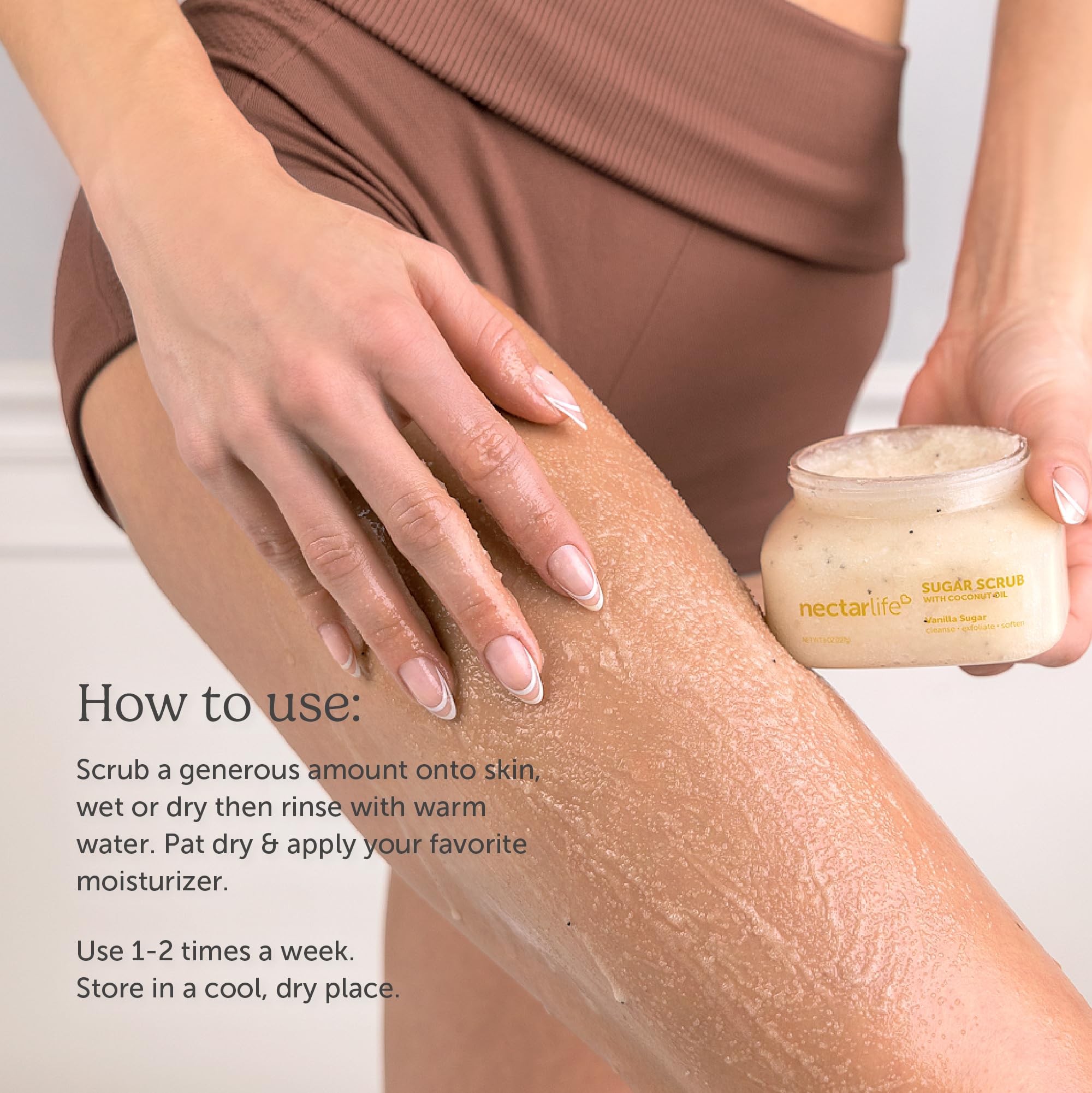 Sugar Scrub, Exfoliating Body Scrub (8 Ounce, Vanilla)