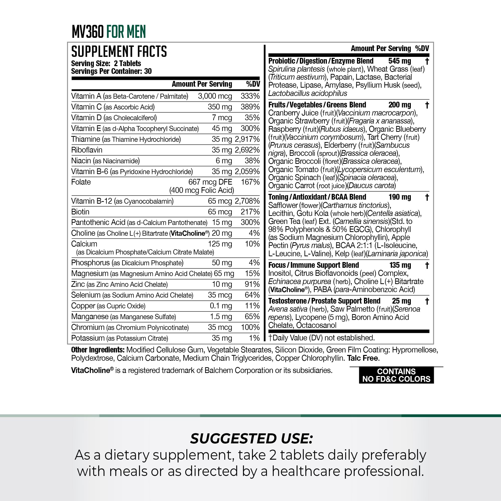 NDS Nutrition MV360 For Men, 5-in-1 Complete Multivitamin for Men with Essential Mens Vitamins for Energy, Digestion, Toning, Immune Support, and Mens Health & Vitality, 60 Tablets, 30 Servings