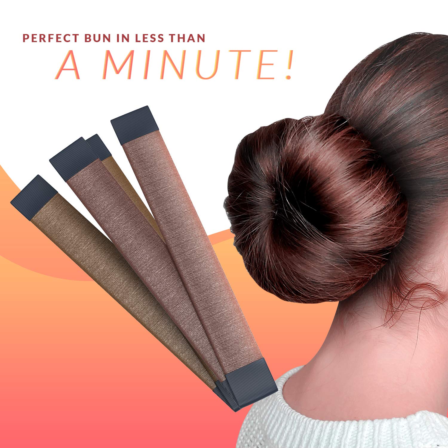Fast Hair Bun Maker French Twist Hair Fold Wrap Snap (1 Brown
