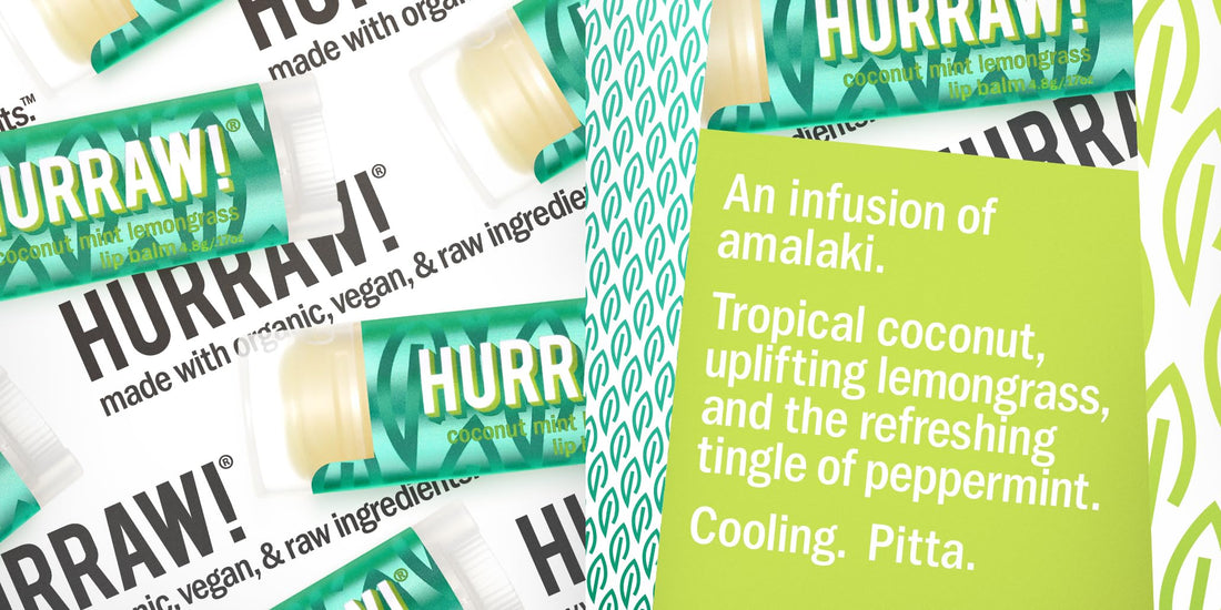 Hurraw! Coconut, Mint, Lemongrass (Pitta) Lip Balm, 2 Pack: Organic, Certified Vegan, Cruelty and Gluten Free. Non-GMO, 100% Natural Ingredients. Bee, Shea, Soy and Palm Free. Made in USA