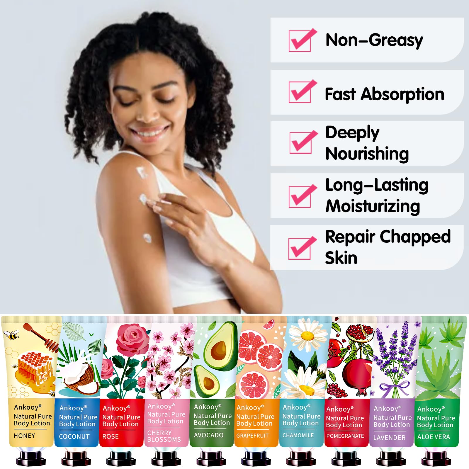 ANKOOY 36 Pack Body Lotion for Women Dry Skin,Mothers Day Gifts,Easter Basket Stuffers for Teen Girls,Teacher Appreciation Gifts Nurse Gifts for Coworkers,Travel Size Lotion Birthday Gifts for Women