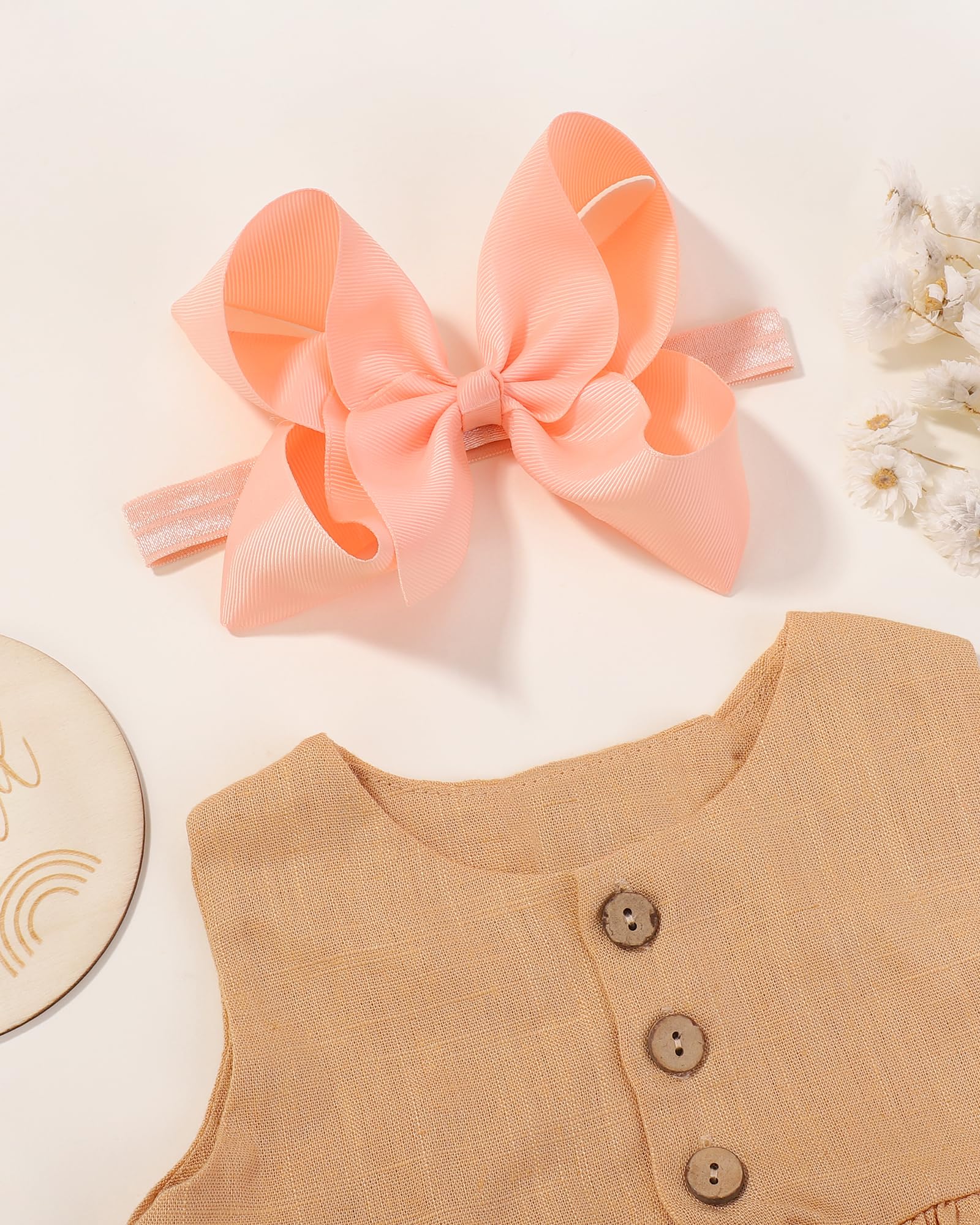 jollybows 20pcs Baby Girls Grosgrain Ribbon Hair Bows Headbands 6 Elastic Hair Band Hair Accessories for Infants Newborn (Multicoloured 6“ Bows Elastic Headband)