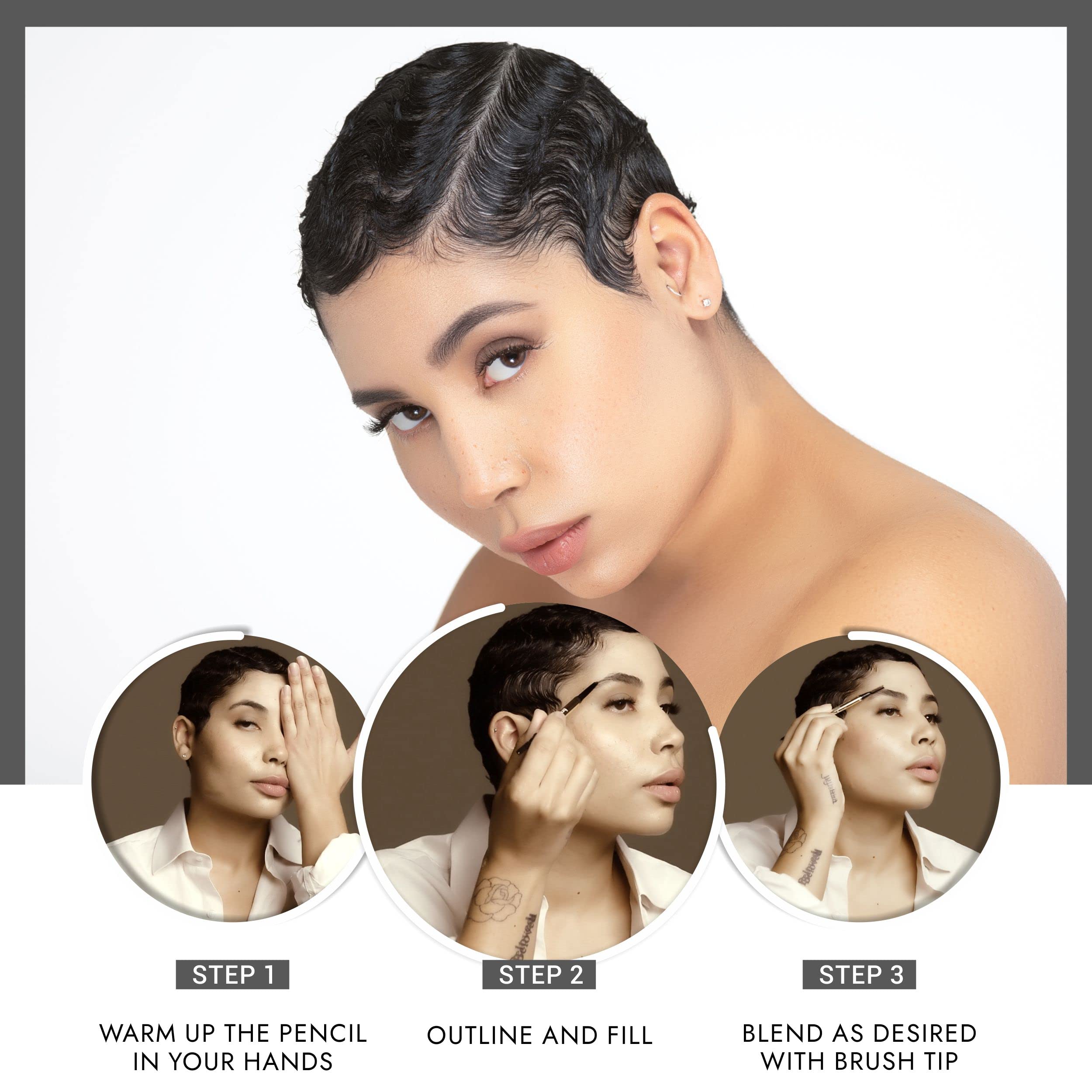 Browluxe Eye Brow Pencil | Ultra Thin Precision Eyebrow Pencil | Long Lasting, Waterproof Eyebrow Makeup | Nourishing Brow Definer Pencil | Ash