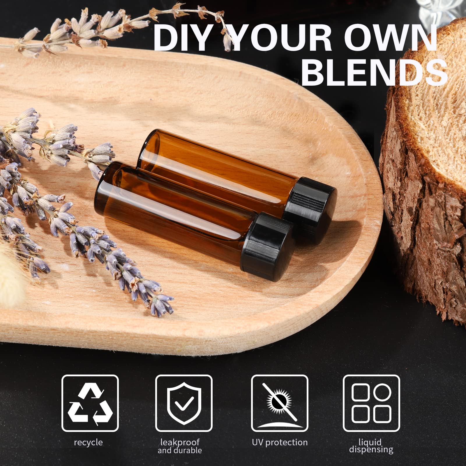 Teenitor 100pcs Essential Oil Bottles, 5ml Essential Oil Bottles Empty Glass Anointing Oil Bottles, Small 5ml Oil Vial, Sample Bottles for Essential Oil