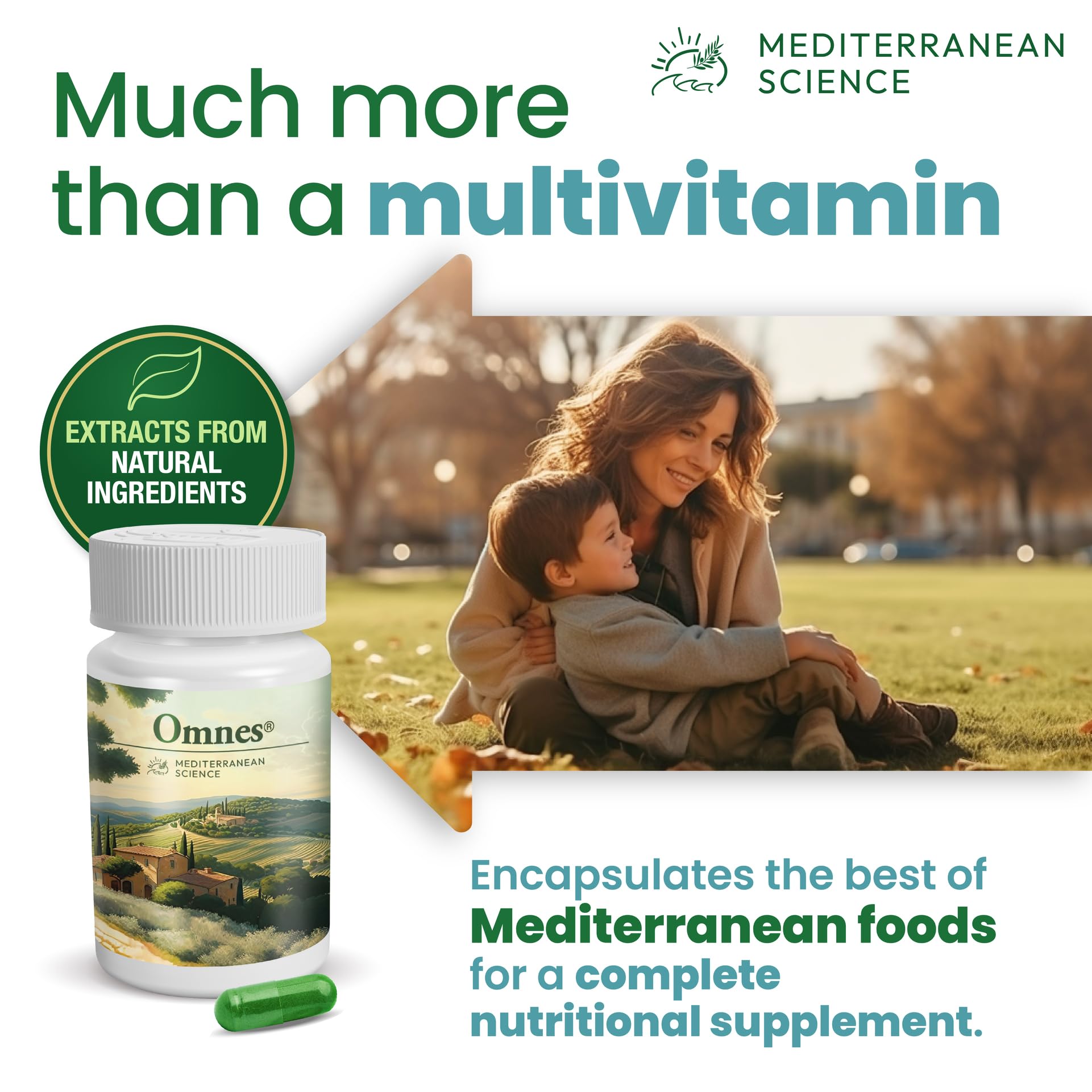 Generic Omnes | Complete Multivitamin | Natural Extracts from Premium Mediterranean Diet Ingredients | +12 Vitamins and Minerals | Nutrition, Antioxidants, Energy | 60 Capsules