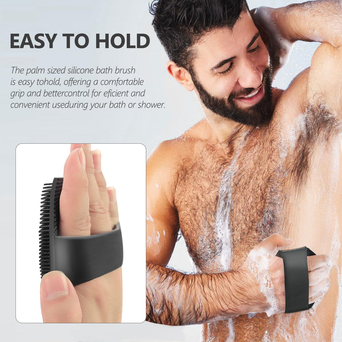 2 Pack Silicone Body Scrubber, Exfoliating Body Scrubber for Sensitive Skin, Silicone Loofah with Anti-Slippery Handle, Stays Clean Easily, Travel-Friendly for Men & Women (Black + Pink)