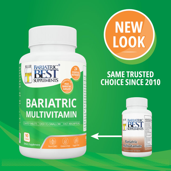 Bariatric Multivitamin with Iron for Post-Gastric Bypass & Sleeve Surgery, Energy Supplements, 90 Tablets, 24 Essential Nutrients, Formulated by Bariatric Surgeons per ASMBS Guidelines