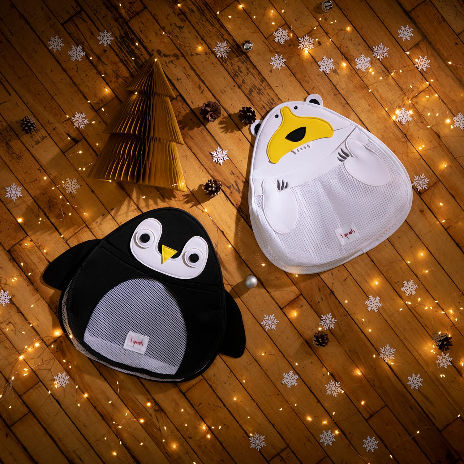 3 Sprouts Hanging Bath Toy Holder for Bathtub - Storage Caddy with Baby Organizer - Shower & Bath Tub Toy Storage Basket, Penguin