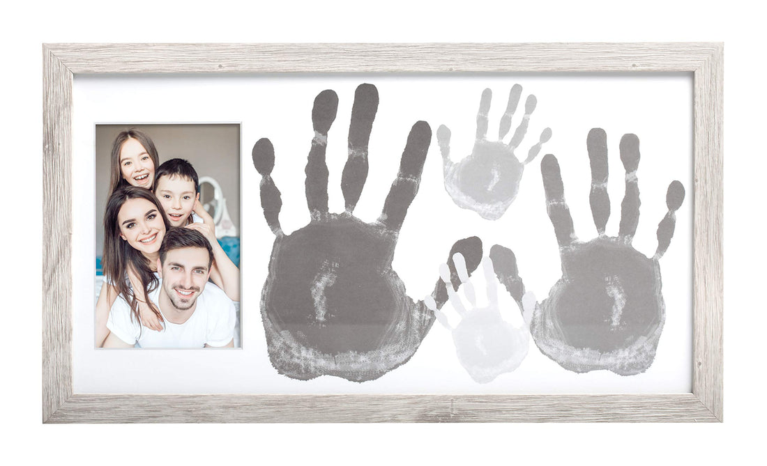 Kate & Milo Rustic Family Handprint Photo Frame, Keepsake Frame, DIY Craft for Parents and Children, Farmhouse Decor, 6 x 4 Photo Inserts, Distressed Wood