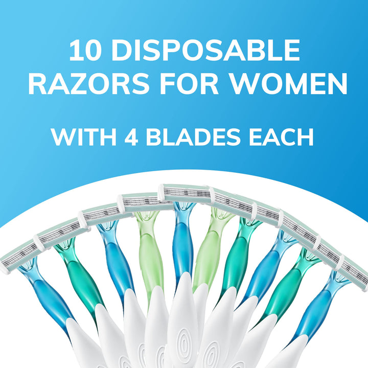 BIC Soleil Bella Womenââ‚¬â„¢s Disposable Razor, Assorted, 10 Count