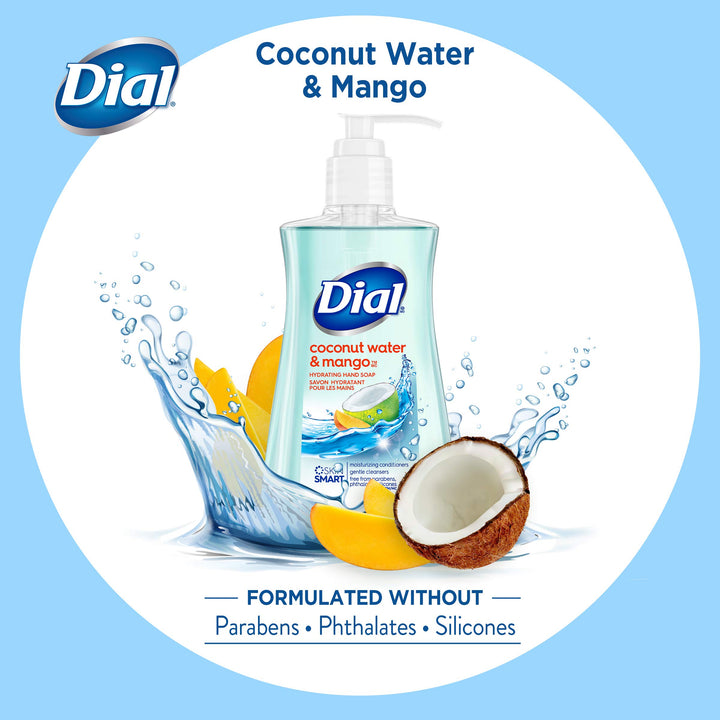 Dial Liquid Hand Soap, Coconut Water & Mango, 7.5oz, 12 count