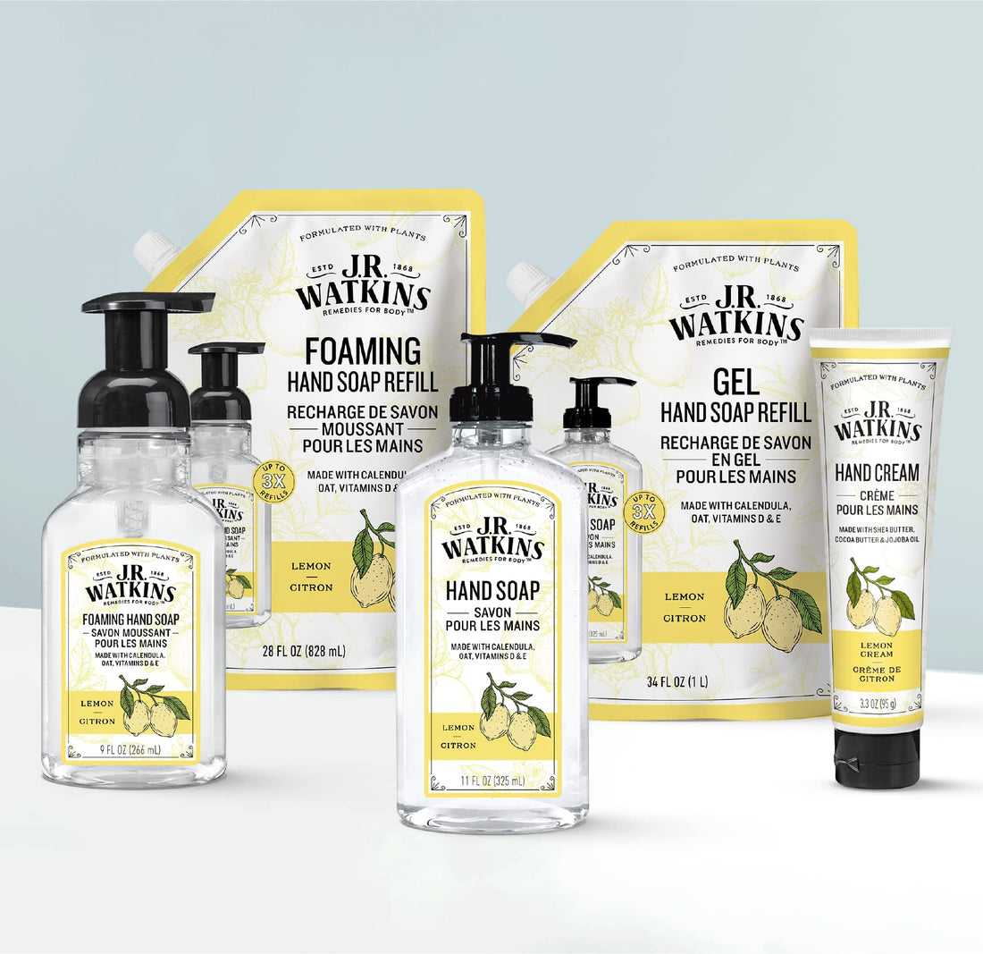 J.R. Watkins Natural Liquid Hand Soap, Lemon, 11 Ounce (3 Count)