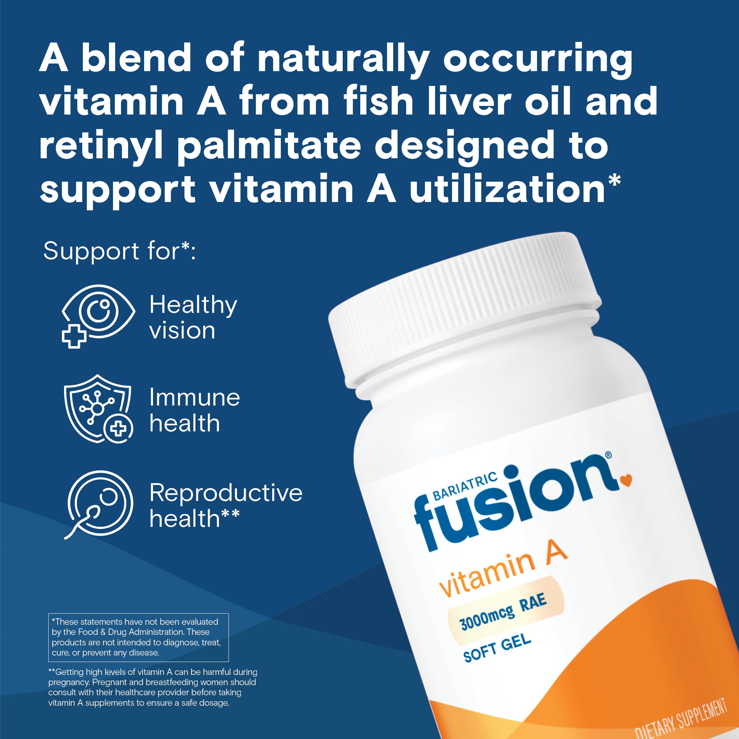 Bariatric Fusion Vitamin A, 3000 mcg of Retinyl Palmitate, Post Bariatric Surgery Supplement, 60 Count