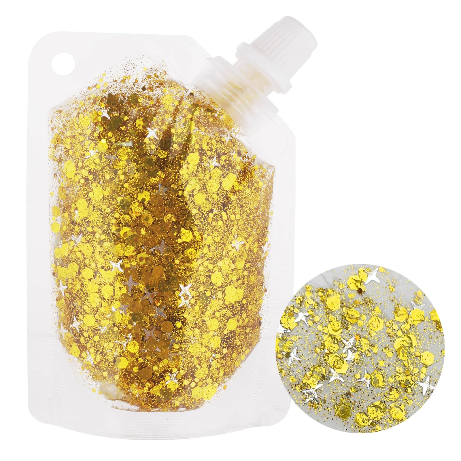 MEICOLY Gold Body Glitter,Music Festival Outfits for Women,Face Glitter Gel Festival Accessories,Chunky Glitter Face Paint,Mermaid Sequins Hair Glitter Makeup,Sparkle Body Glitter Gel for Women Kids