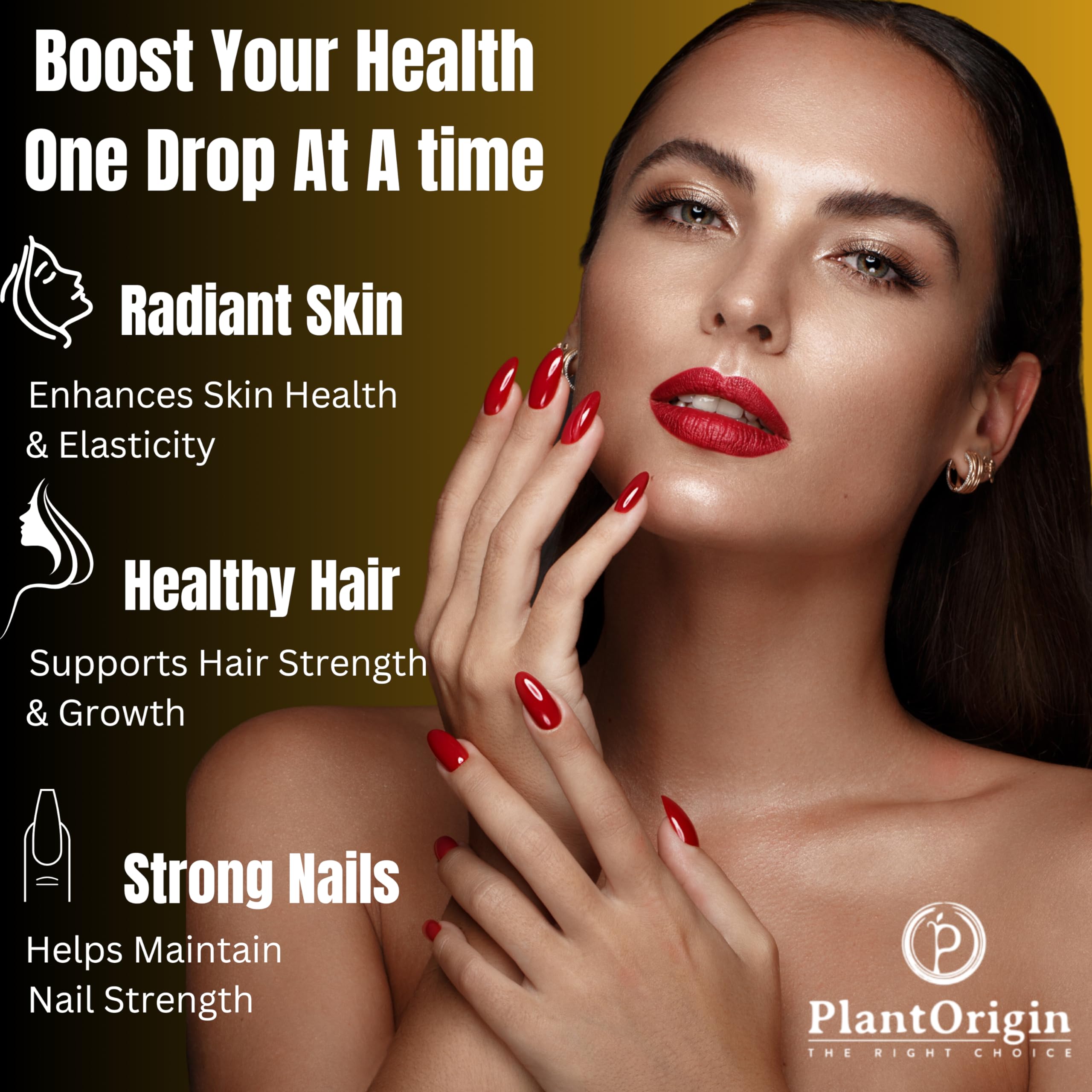 PLANTORIGIN Extra Strength15,000 MCG Biotin Liquid Drops - Promotes Hair Growth, Radiant Skin & Strong Nails, Vegan & Kosher, Berry Flavor - 5X Absorption, 60 Servings