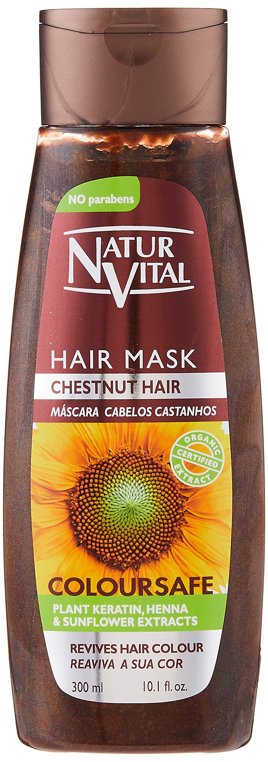 Colouring Hair Mask - Repairs and Colours - 300 Ml / Natural & Organic. (Chestnut Hair) by Natur Vital