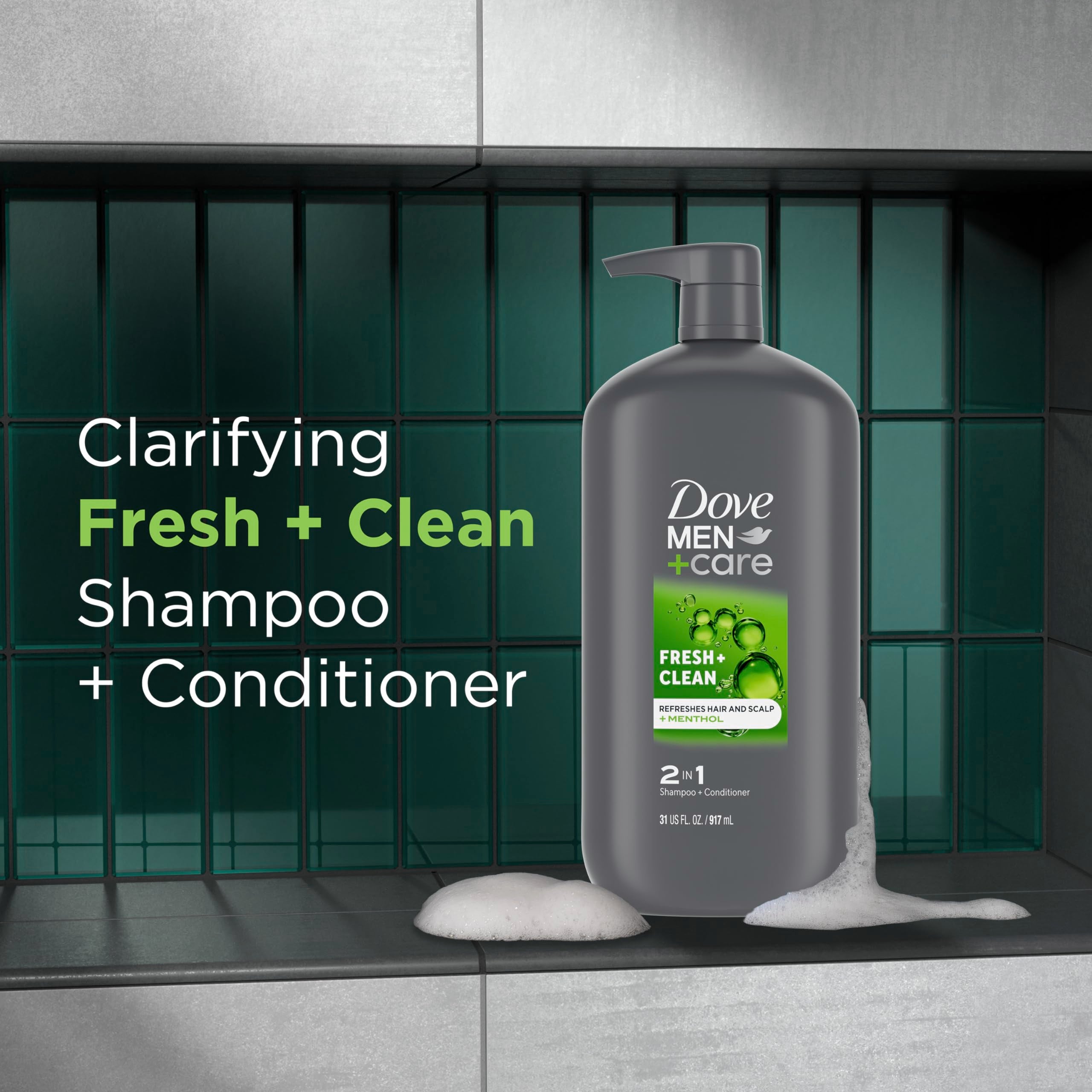 Dove Men+Care 2 in 1 Shampoo and Conditioner Fresh & Clean for Clean Hair Shampoo and Conditioner for Stronger, Healthy Hair Everyday 31 oz