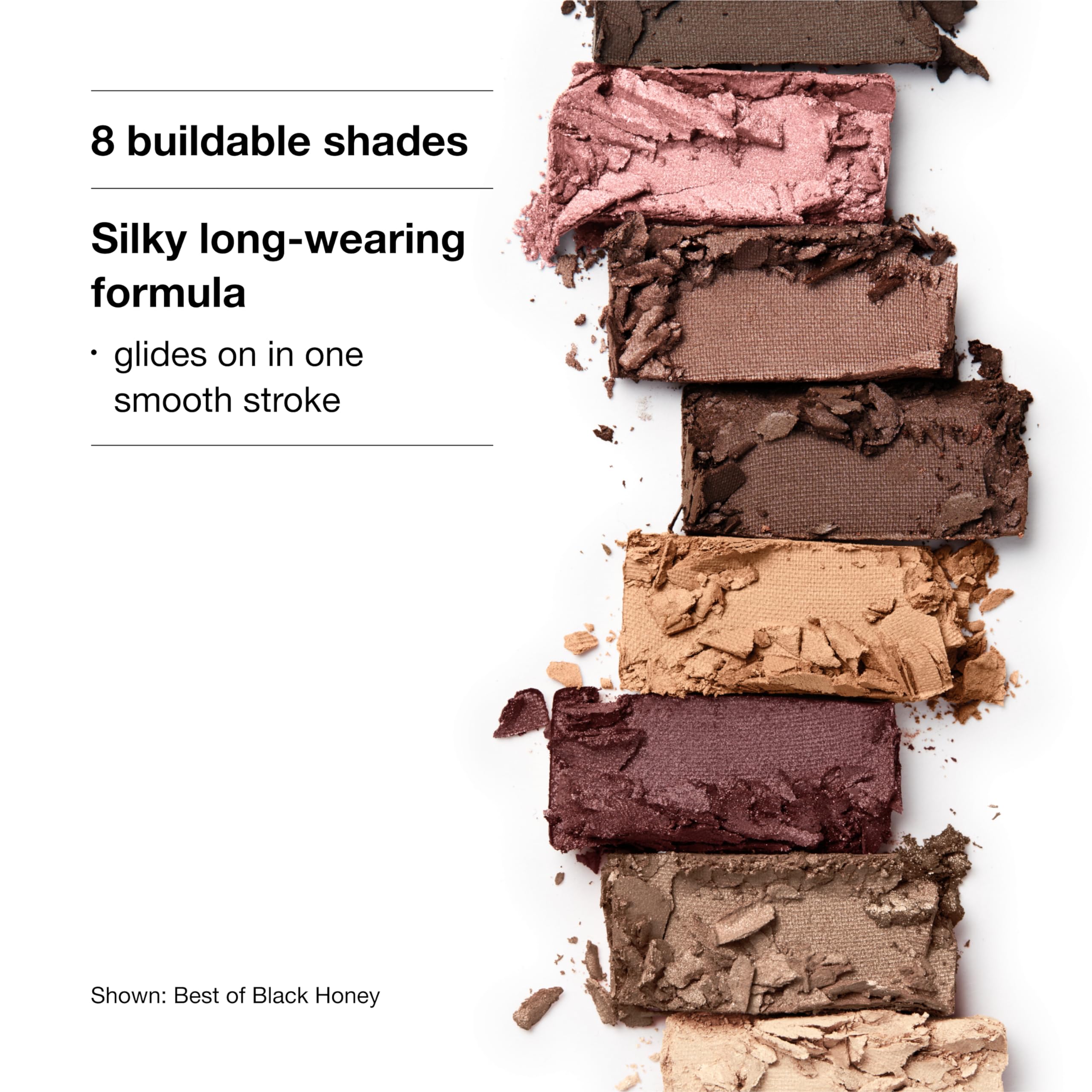 Clinique All About Shadow Eyeshadow Palette Makeup, 8 Silky + Buildable Shades | Safe For Sensitive Eyes, Best of Black Honey, 0.41 Ounce