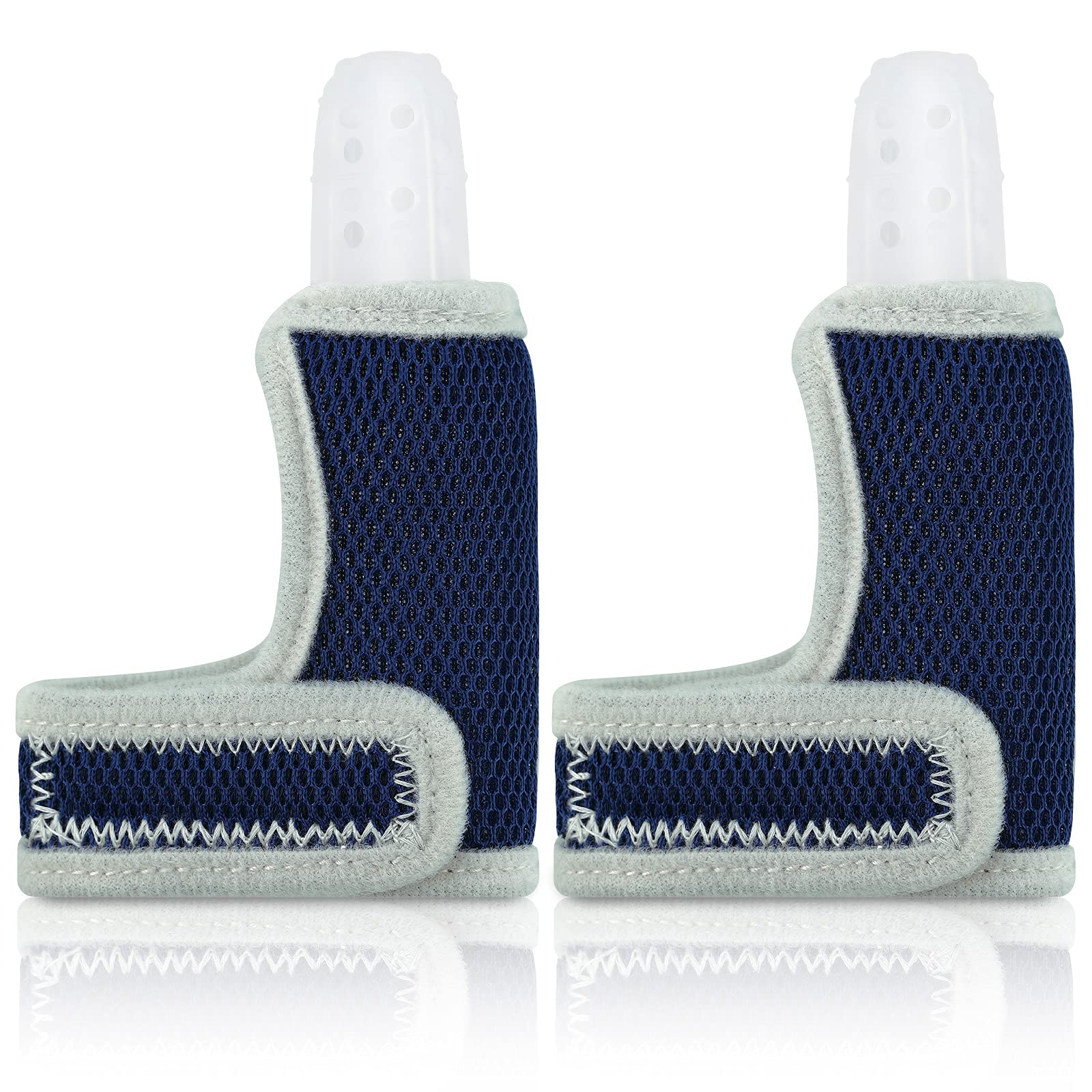 2 Pieces Silicone Toddler Baby Finger Guard with Breathable Wrist Band Thumb Kit to Prevent Children from Sucking Fingers (Blue)