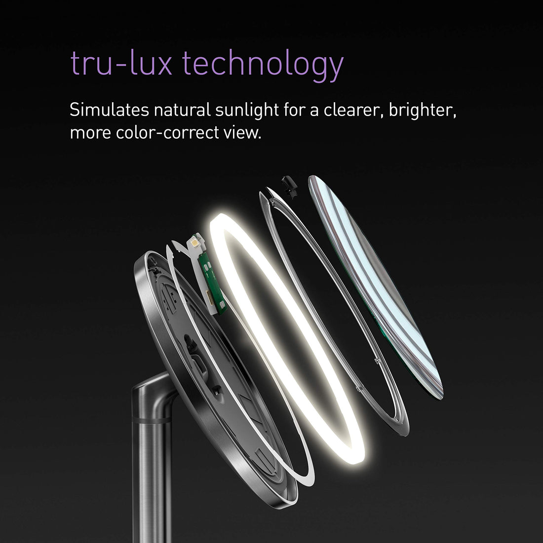 simplehuman Sensor Mirror, 5 Round Rechargeable Mini Travel Makeup Mirror, 10x Magnification, Brushed Stainless Steel