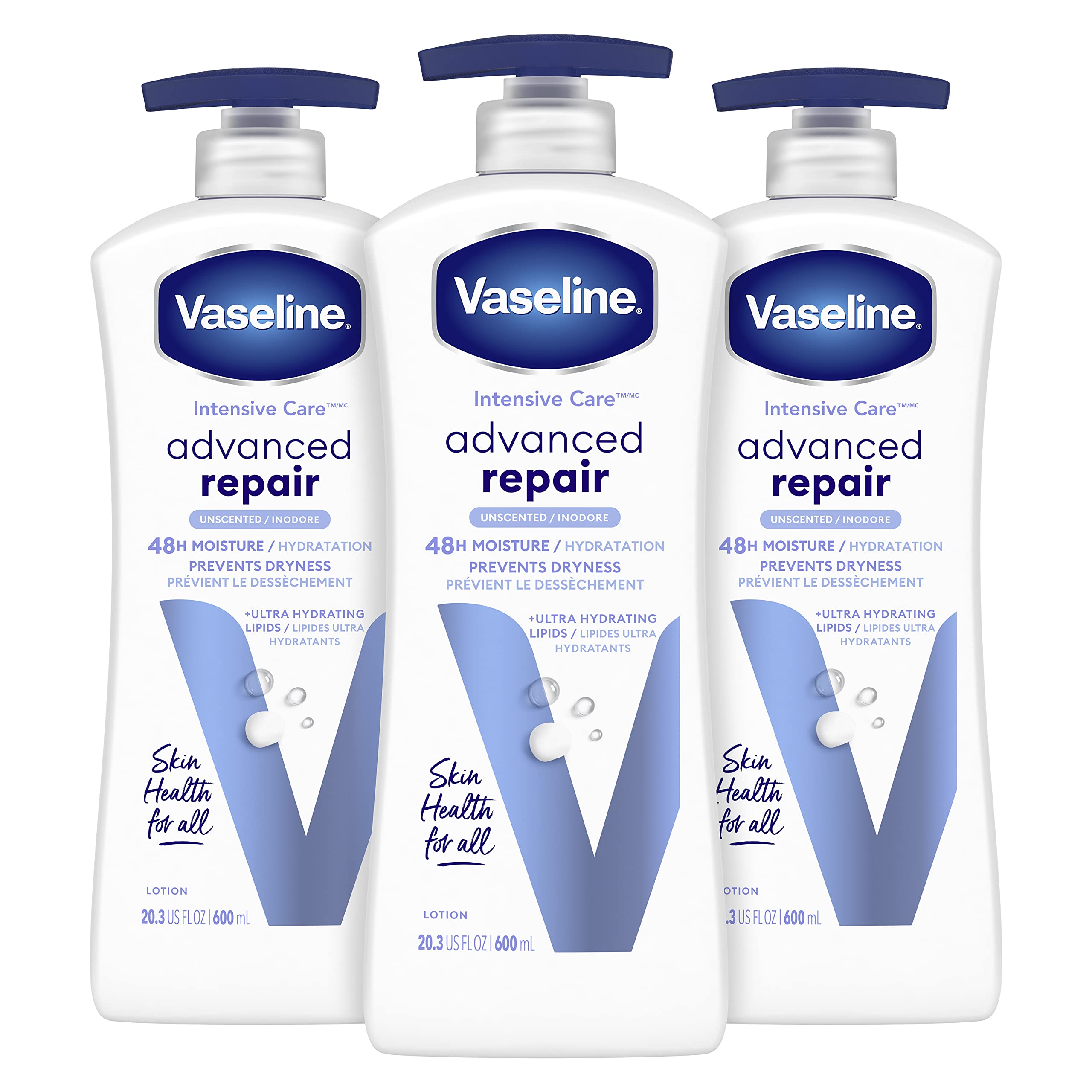 Vaseline 20.3 oz, 3 Count , Advanced Repair Unscented : Intensive Care Lotion, Advanced Repair Unscented 20.3 oz, 3 Count.