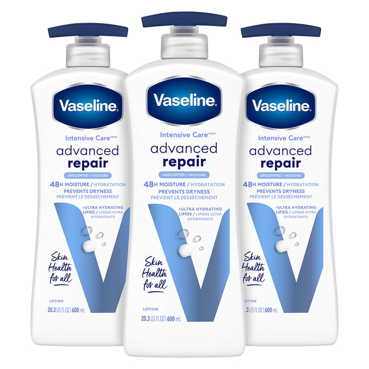 Vaseline 20.3 oz, 3 Count , Advanced Repair Unscented : Intensive Care Lotion, Advanced Repair Unscented 20.3 oz, 3 Count.