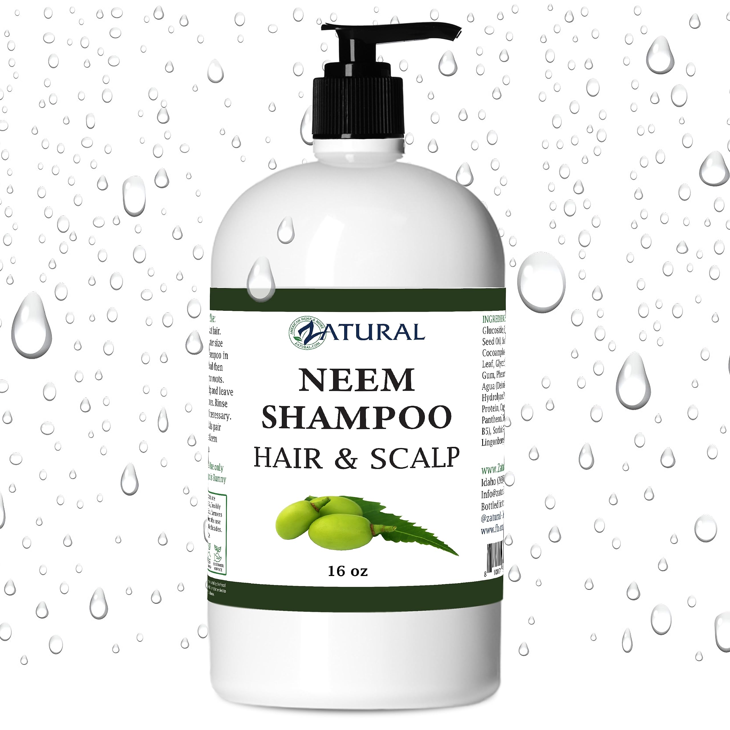 16 Ounce : Neem Scalp Shampoo (16 Ounce) - Pure Organic Neem, 3 sizes, Lowest Price