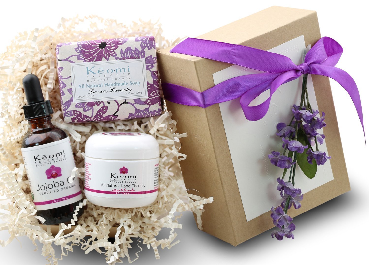 Lavender & Rose Organic Bath & Body Gift Set for Women - Pamper Her w/All Natural Luxury! - Scented w/ Pure Aromatherapy Grade Essential Oils -Beautifully Packaged and Ready to Give