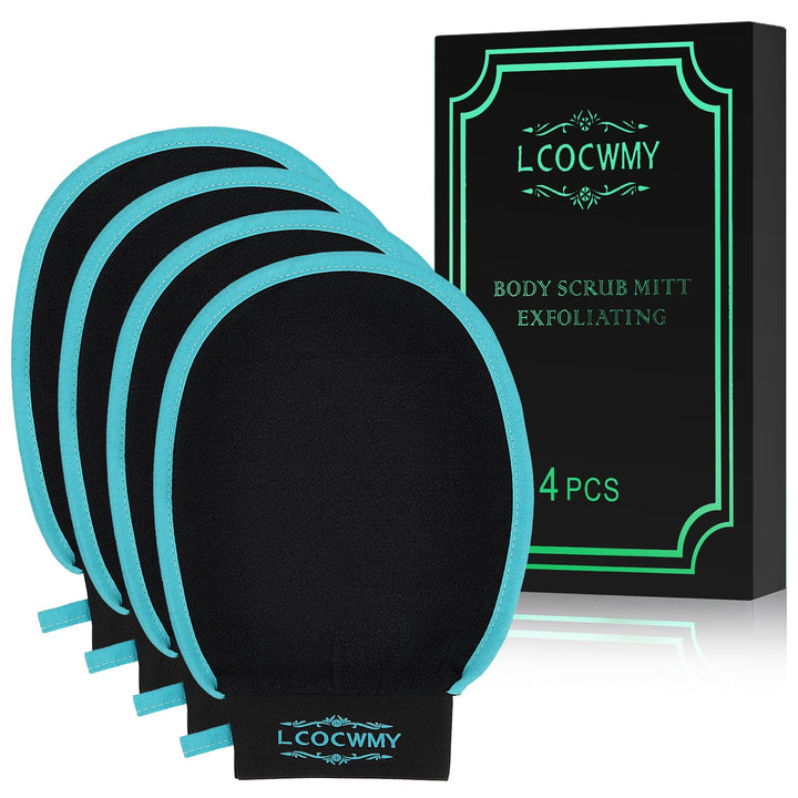 LCOCWMY Exfoliating Gloves, (4pcs) Durable Body Scrub, Dead Skin Remover & Body Scrubber Exfoliator, Body Exfoliating Gloves for Shower, washcloth exfoliating, exfoliating Glove for Smooth Skin