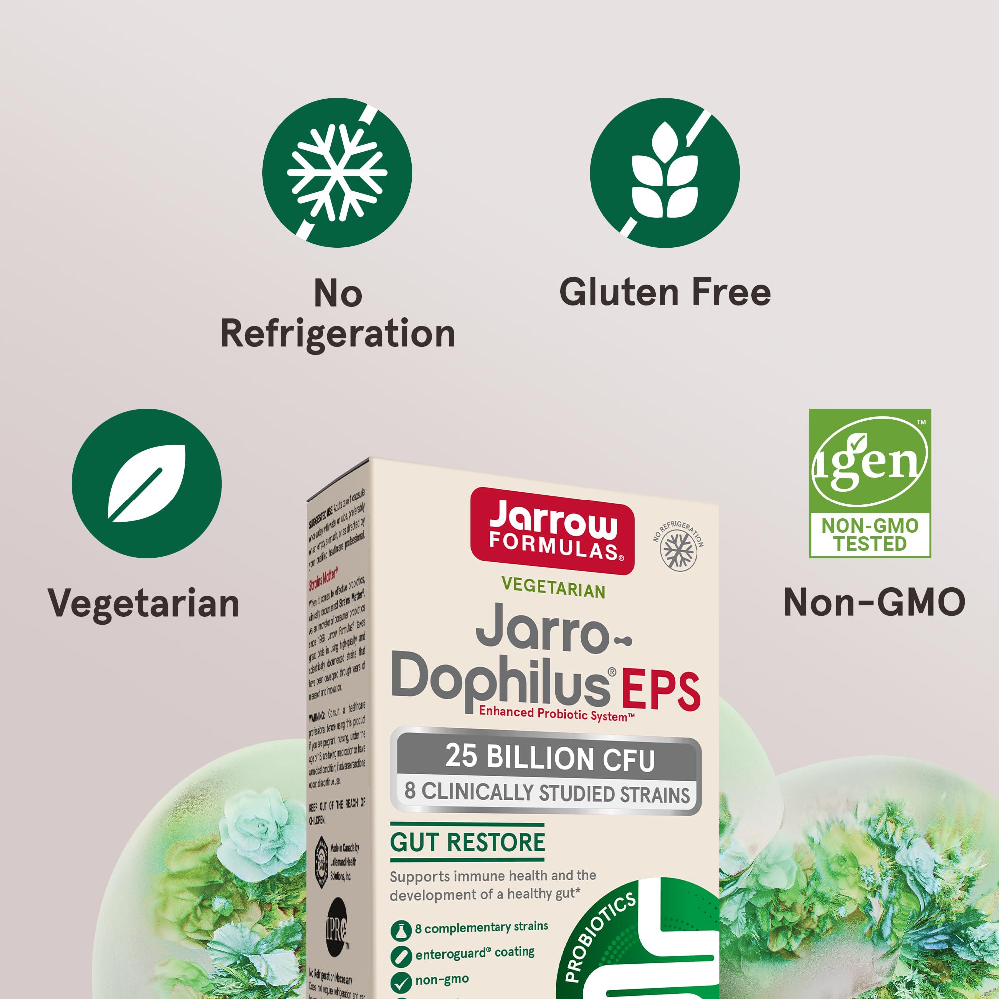 Jarrow Formulas Jarro-Dophilus EPS Probiotics 25 Billion CFU for Intestinal Tract Support, Gut Health Probiotics Supplements for Women and Men, 60 Veggie Capsules, Up to a 60 Day Supply, 12 Packs