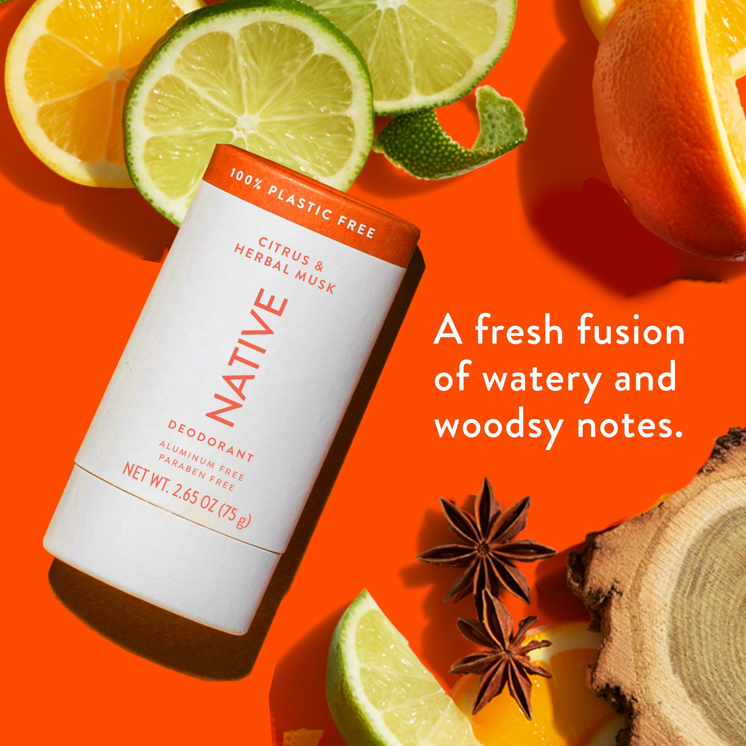 Native Plastic Free Deodorant Contains Naturally Derived Ingredients, 72 Hour Odor Control | Deodorant for Women and Men, Aluminum Free with Baking Soda, Coconut Oil and Shea Butter | Citrus & Herb