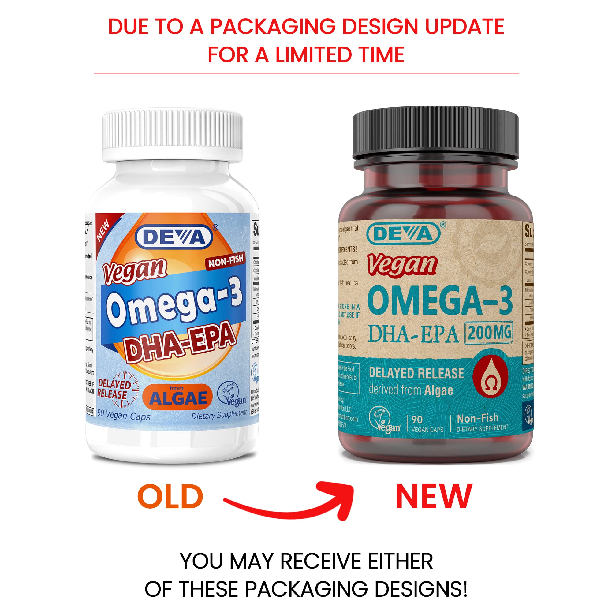 Deva, Vegan, Omega-3, DHA-EPA, 200 mg, 90 Vegan Caps