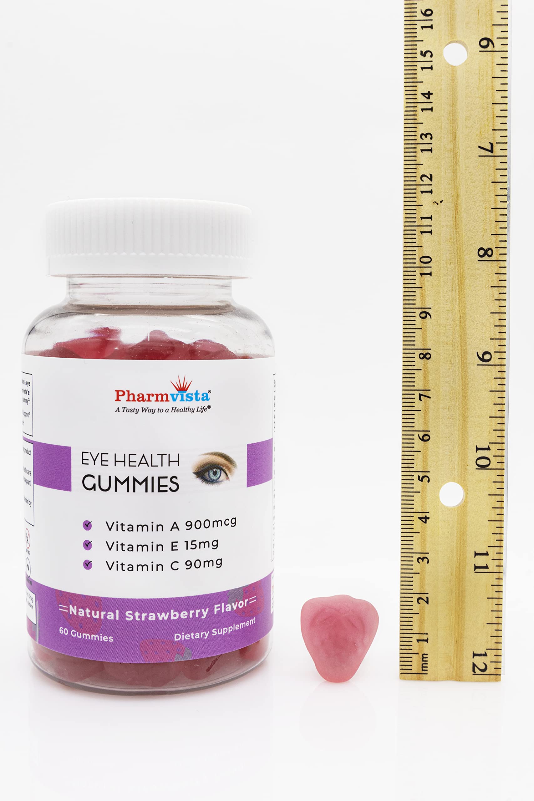 Pharmvista Eye Health Support Gummy - Vitamin A + C + E - Gluten Free, Vegan Friendly Supplement - 60 Count