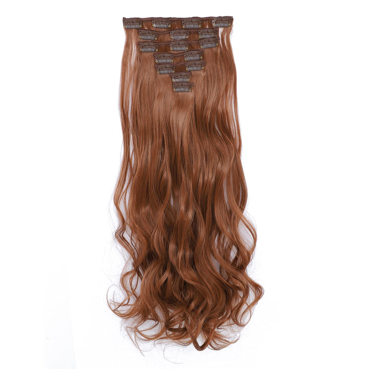 Dirty Brown-12# : SWACC Women 20 Inches Curly Full Head 7 Separate Pieces Heat Resistance Synthetic Hair Clip in Hair Extensions (Dirty Brown-12#)