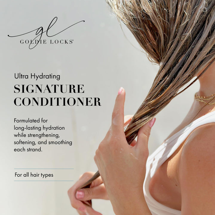 Goldie Locks Ultra Hydrating Signature Conditioner, Safe for Extensions & Color Treated Hair, Moisturizing, Revives Split Ends, Protects Against Dryness, Frizz, Adds Shine & Hydration, 8.45 fl oz