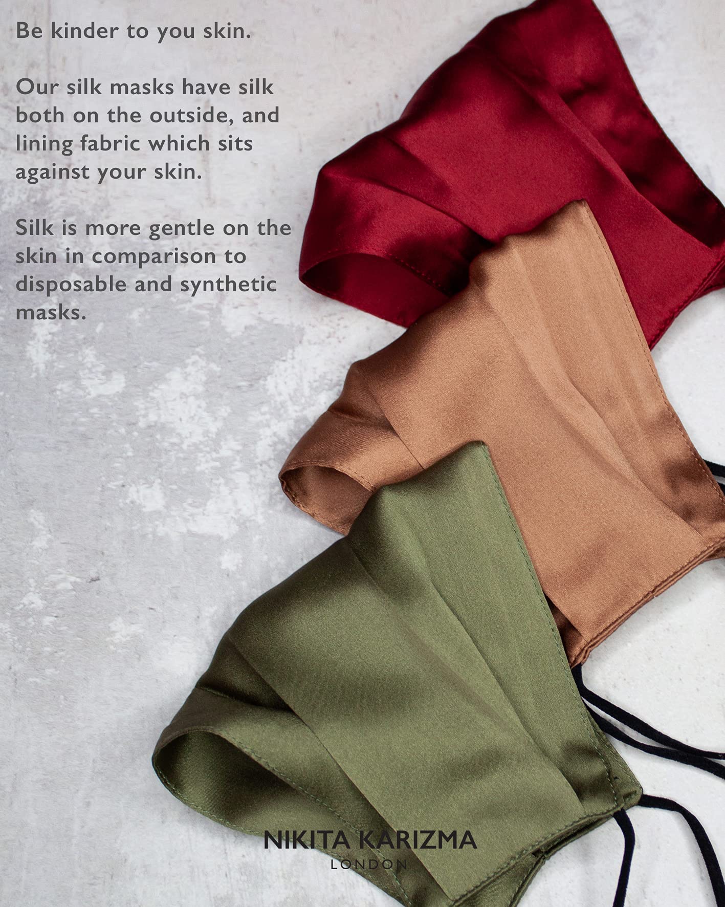 KARIZMA Beverly Hills Silk Face Mask 3 Pack. Earth Tones Fashionable Designer Face Mask for Women. Washable Fabric Face Mask Reusable Facemask. Real Mulberry Silk Masks, Luxury Fashion Masks for Women