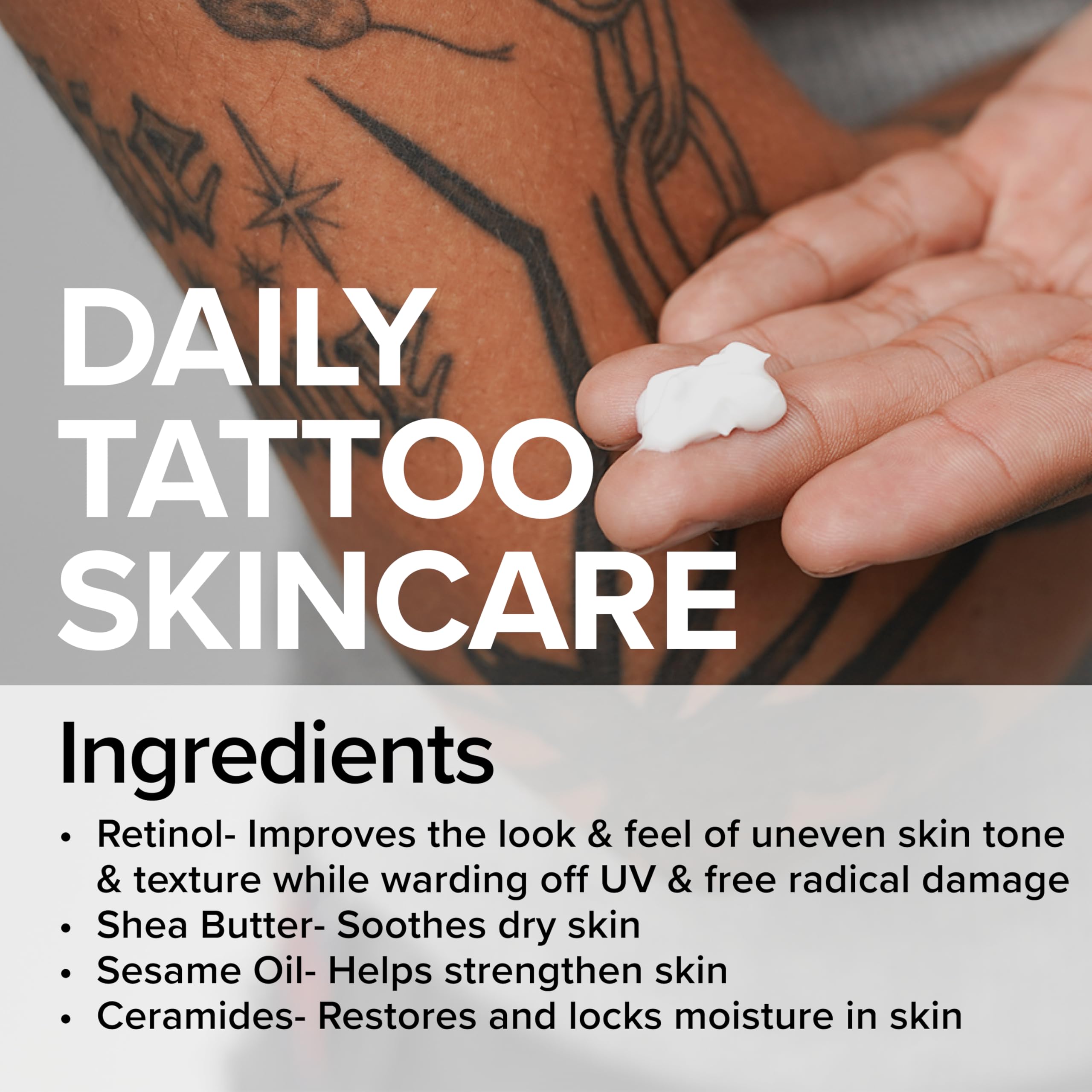 Mad Rabbit Replenish Tattoo Body Lotion - Fragrance-Free Lotion, Non-Greasy & Silicone-Free, Clean Ingredients, Lightweight for Daily Use (3.4 Fl Oz)