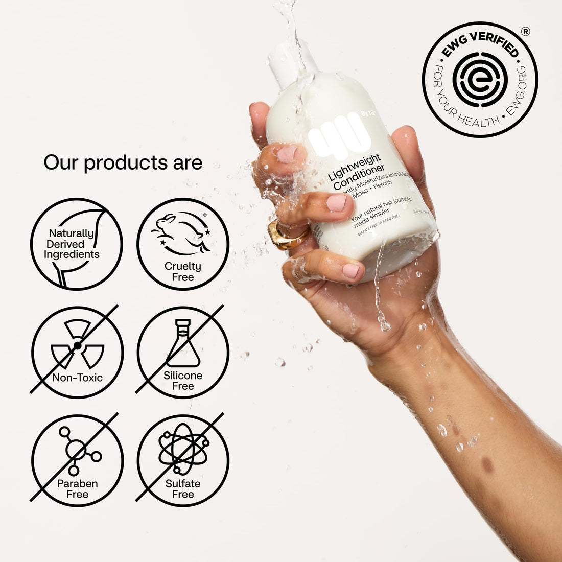 4U by Tia Lightweight Detangling Conditioner - Curly, Kinky, Coily 3A-4C Hair - Hemi15 & Sea Moss Sulfate Free Nourishing Conditioner with Natual Ingredients - Ideal for Braiding (13 fl oz)