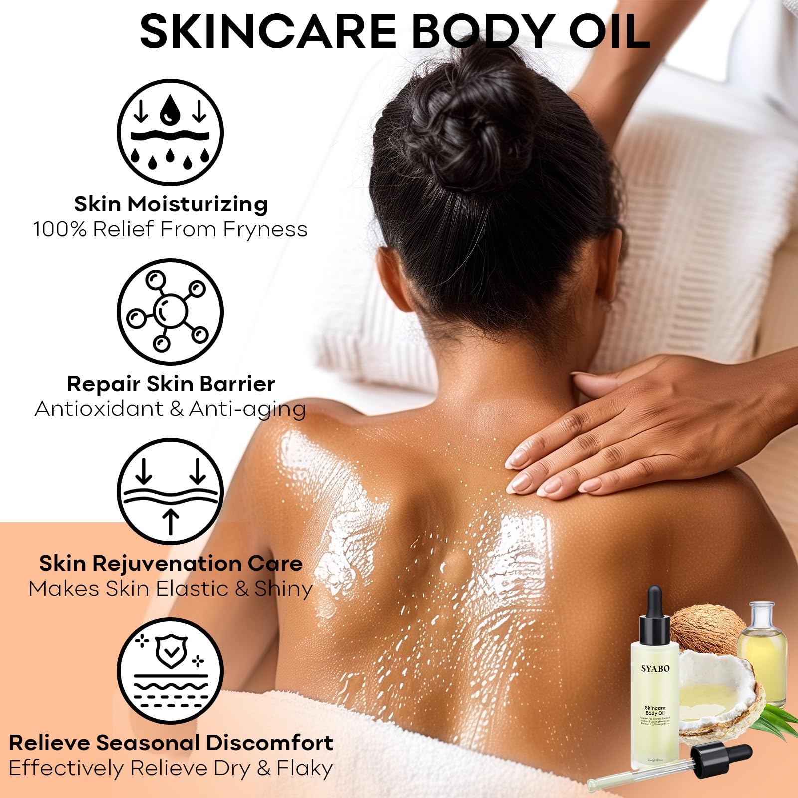 Skincare Body Oil, Moisturizer Hydrating Body Oil, Vitamin E and Jojoba Oils for Women Men Nourishing After Shower & Bath Oil, 2 FL OZ, All Skin Types
