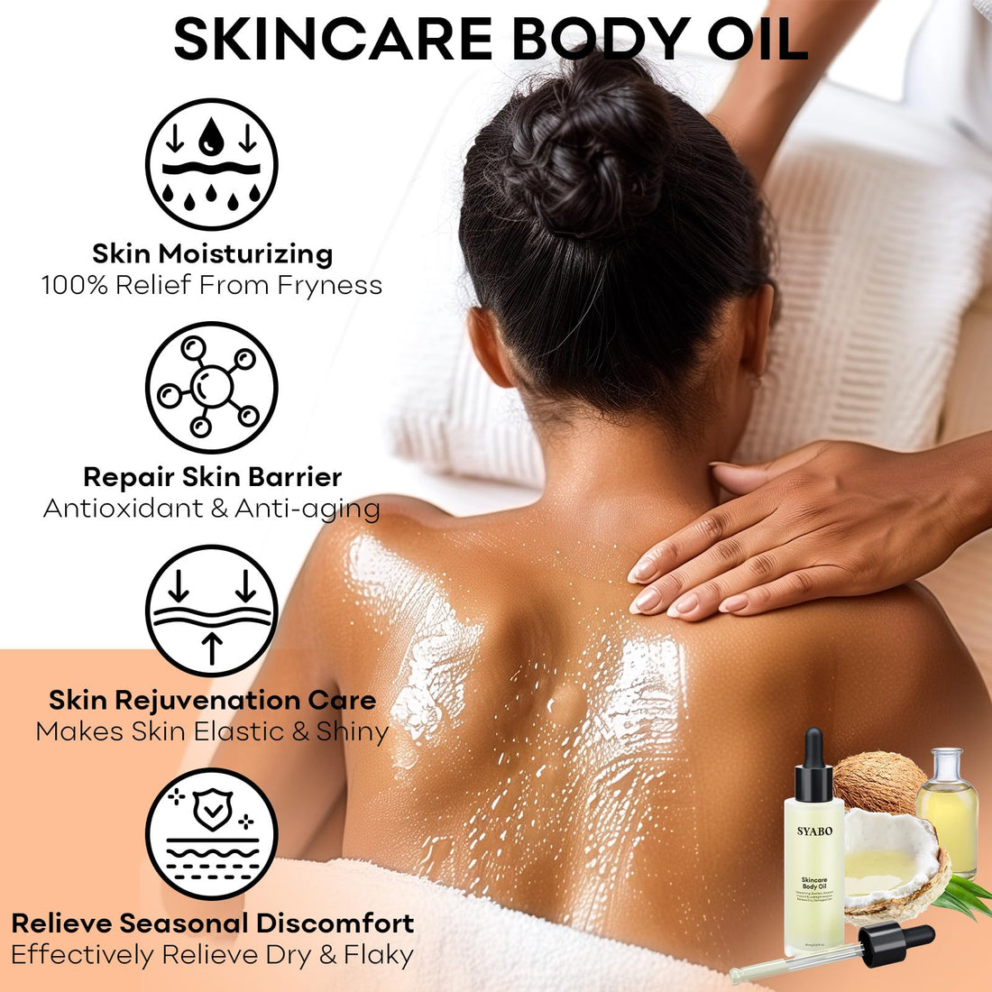 Skincare Body Oil, Moisturizer Hydrating Body Oil, Vitamin E and Jojoba Oils for Women Men Nourishing After Shower & Bath Oil, 2 FL OZ, All Skin Types