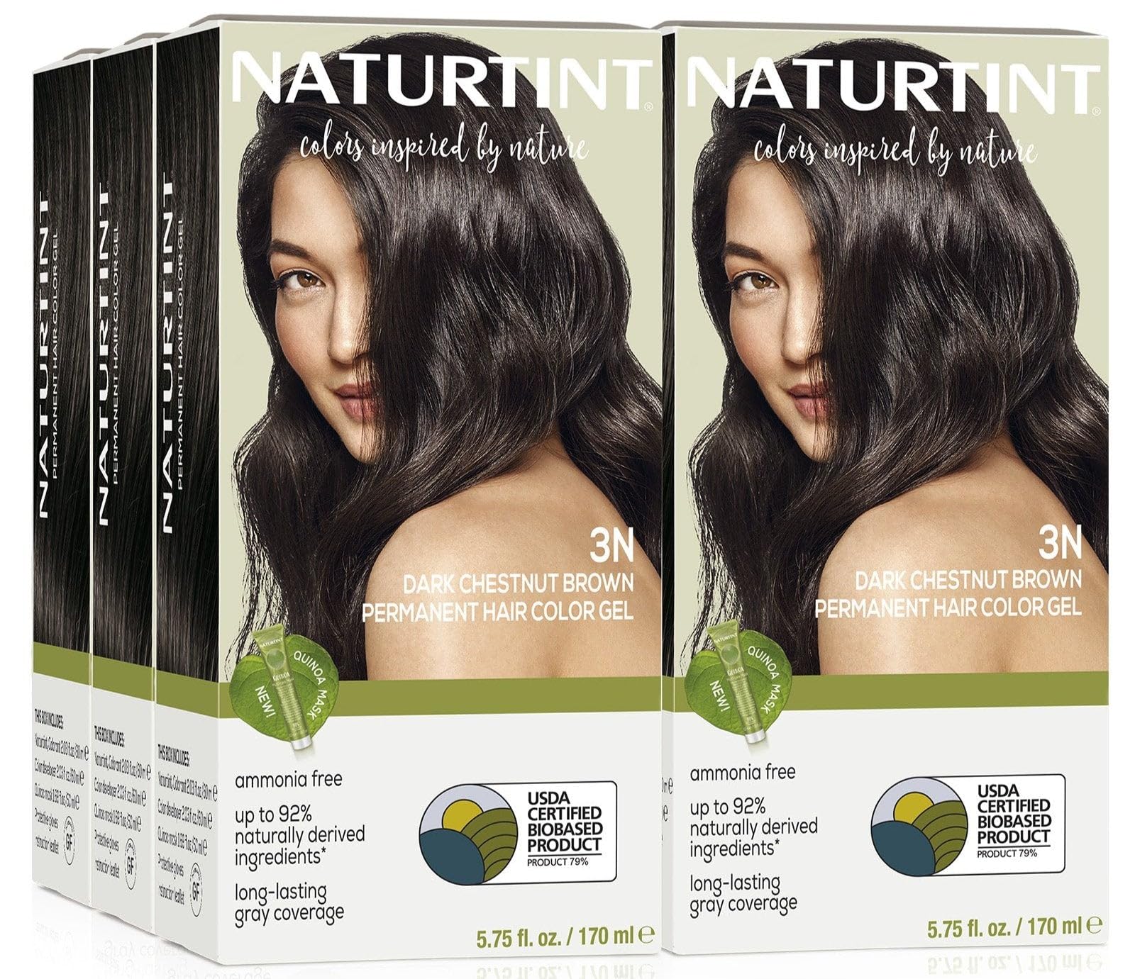 Naturtint 3N Dark Chestnut Brown Permanent Hair Color (Pack of 6), Ammonia Free, Vegan, Cruelty Free, up to 100% Gray Coverage, Long Lasting Results (Packaging may vary)