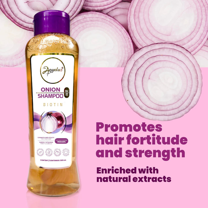 ANYELUZ Onion Shampoo and Aloe Conditioner Set, Strength and Hydration for your Hair, With Onion Extract, Biotin and Argan Oil, Cleanses Deeply and Provides Hydration