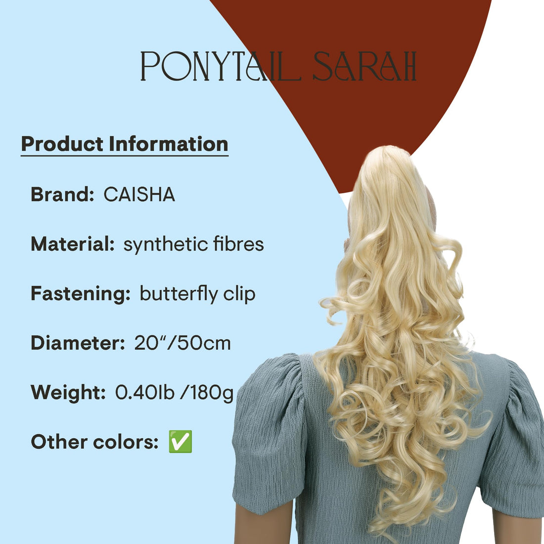 platinblond #613HT613 : PRETTYSHOP 24 Hair Piece Pony Tail Extension Very Long & Voluminous Curly Or Wavy Heat-Resisting HT613